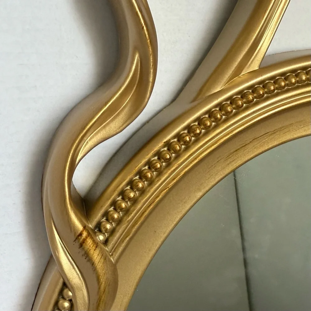 Gold Ballet Bow Wall Mirror 13”x21” Ornate Oval Coquette Vintage Decor New